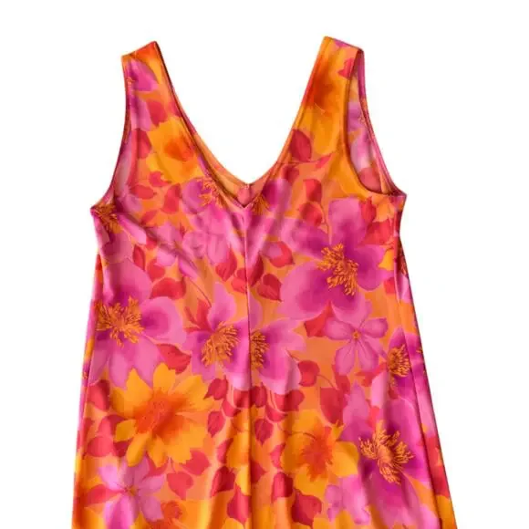 Y2K Hot Pink and Orange Hawaiian Floral Dress - Size S/M - Picture 5 of 5